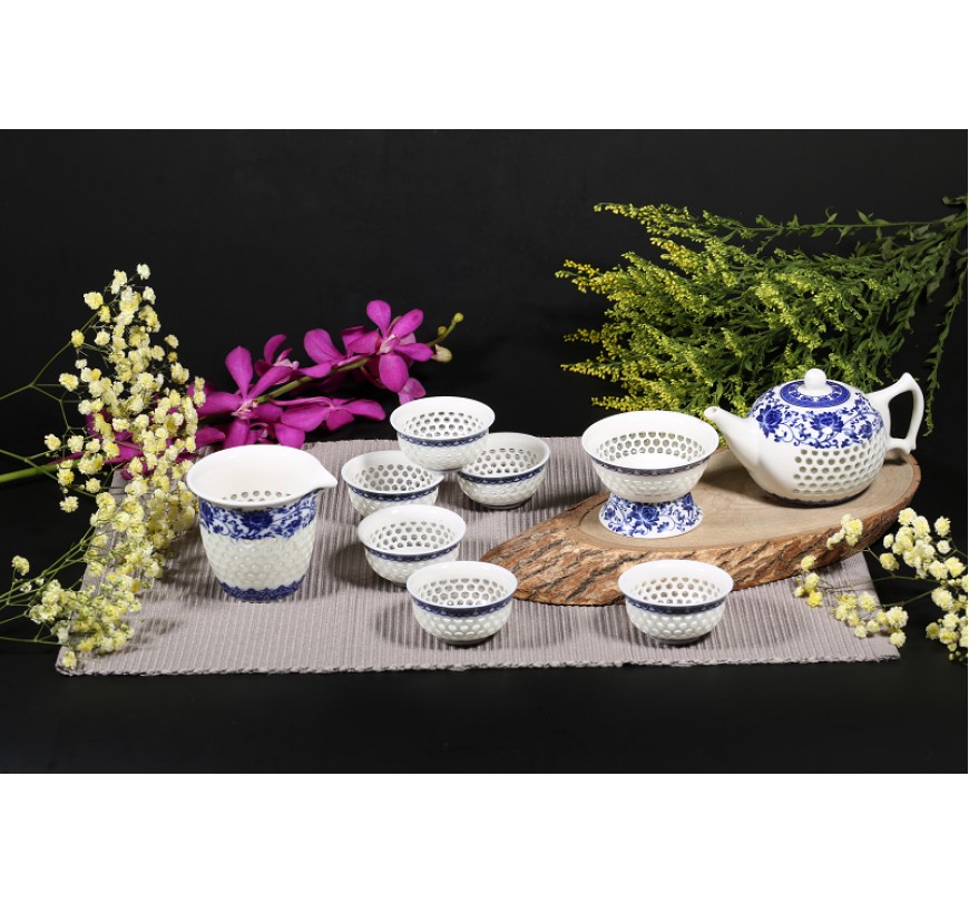 青花 玲瓏盃 茶盃 青花玲珑茶杯价格报价行情- 京东