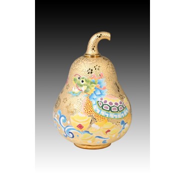 10"雕金堆線金彩祥榮歸來葫蘆